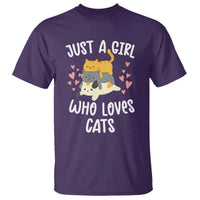 Just A Girl Who Loves Cats T Shirt Cute Kittens Pet Lover - Wonder Print Shop