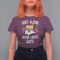 Just A Girl Who Loves Cats T Shirt For Women Cute Kittens Pet Lover - Wonder Print Shop