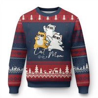 Cat Mom Ugly Christmas Sweater Three Cool Cats with Sunglasses - Wonder Print Shop