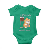 A Good Day Starts With Coffee And Cats Baby Onesie Funny Purrfect Morning - Wonder Print Shop