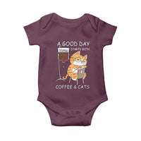 A Good Day Starts With Coffee And Cats Baby Onesie Funny Purrfect Morning - Wonder Print Shop