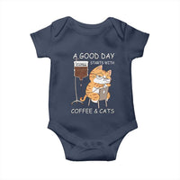 A Good Day Starts With Coffee And Cats Baby Onesie Funny Purrfect Morning - Wonder Print Shop