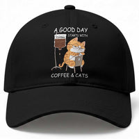 A Good Day Starts With Coffee And Cats Baseball Cap Funny Purrfect Morning