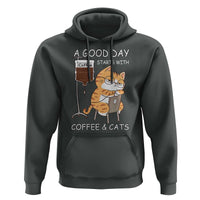 A Good Day Starts With Coffee And Cats Hoodie Funny Purrfect Morning - Wonder Print Shop