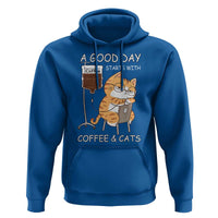 A Good Day Starts With Coffee And Cats Hoodie Funny Purrfect Morning - Wonder Print Shop