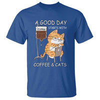 A Good Day Starts With Coffee And Cats T Shirt Funny Purrfect Morning - Wonder Print Shop