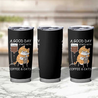 A Good Day Starts With Coffee And Cats Tumbler Cup Funny Purrfect Morning