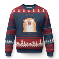 Its Fine I am Fine Everything is Fine Funny Cat Lover Ugly Christmas Sweater - Wonder Print Shop