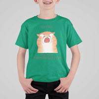 Its Fine I am Fine Everything is Fine Funny Cat Lover T Shirt For Kid - Wonder Print Shop