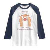 Its Fine I am Fine Everything is Fine Funny Cat Lover Raglan Shirt - Wonder Print Shop