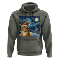 Christmas Van Gogh Cat Hoodie In Santa Hat Starry Night - Wonder Print Shop