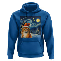 Christmas Van Gogh Cat Hoodie In Santa Hat Starry Night - Wonder Print Shop