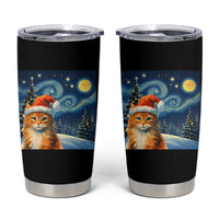 Christmas Van Gogh Cat Tumbler Cup In Santa Hat Starry Night