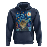 Funny Van Gogh Cat in Starry Night Hoodie - Wonder Print Shop