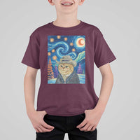 Funny Van Gogh Cat in Starry Night T Shirt For Kid - Wonder Print Shop