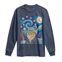 Funny Van Gogh Cat in Starry Night Long Sleeve Shirt - Wonder Print Shop