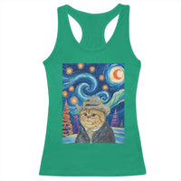 Funny Van Gogh Cat in Starry Night Racerback Tank Top - Wonder Print Shop