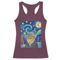 Funny Van Gogh Cat in Starry Night Racerback Tank Top - Wonder Print Shop