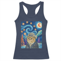 Funny Van Gogh Cat in Starry Night Racerback Tank Top - Wonder Print Shop