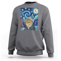 Funny Van Gogh Cat in Starry Night Sweatshirt - Wonder Print Shop