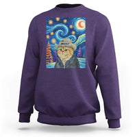 Funny Van Gogh Cat in Starry Night Sweatshirt - Wonder Print Shop