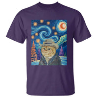 Funny Van Gogh Cat in Starry Night T Shirt - Wonder Print Shop