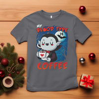 My Blood Type Is Coffee T Shirt Funny Vampire Halloween - Wonder Print Shop