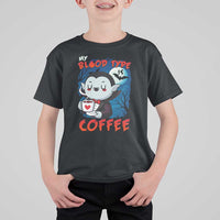 My Blood Type Is Coffee T Shirt For Kid Funny Vampire Halloween - Wonder Print Shop