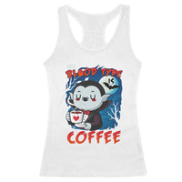 My Blood Type Is Coffee Racerback Tank Top Funny Vampire Halloween - Wonder Print Shop