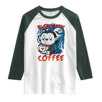 My Blood Type Is Coffee Raglan Shirt Funny Vampire Halloween - Wonder Print Shop