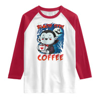 My Blood Type Is Coffee Raglan Shirt Funny Vampire Halloween - Wonder Print Shop