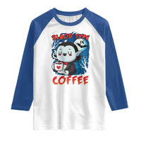 My Blood Type Is Coffee Raglan Shirt Funny Vampire Halloween - Wonder Print Shop