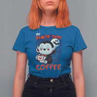 My Blood Type Is Coffee T Shirt For Women Funny Vampire Halloween - Wonder Print Shop