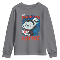My Blood Type Is Coffee Youth Sweatshirt Funny Vampire Halloween - Wonder Print Shop