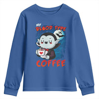 My Blood Type Is Coffee Youth Sweatshirt Funny Vampire Halloween - Wonder Print Shop