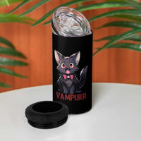 Halloween Black Vampire Cat 4 in 1 Can Cooler Tumbler Vampurr Cute Kitty Lover