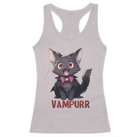 Halloween Black Vampire Cat Racerback Tank Top Vampurr Cute Kitty Lover - Wonder Print Shop