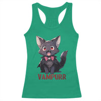 Halloween Black Vampire Cat Racerback Tank Top Vampurr Cute Kitty Lover - Wonder Print Shop