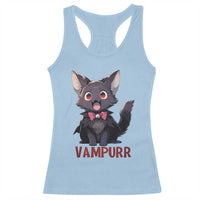 Halloween Black Vampire Cat Racerback Tank Top Vampurr Cute Kitty Lover - Wonder Print Shop