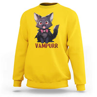 Halloween Black Vampire Cat Sweatshirt Vampurr Cute Kitty Lover - Wonder Print Shop