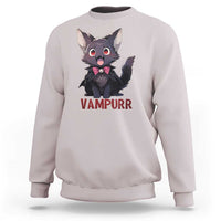 Halloween Black Vampire Cat Sweatshirt Vampurr Cute Kitty Lover - Wonder Print Shop