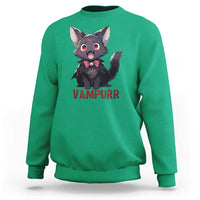 Halloween Black Vampire Cat Sweatshirt Vampurr Cute Kitty Lover - Wonder Print Shop