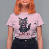 Halloween Black Vampire Cat T Shirt For Women Vampurr Cute Kitty Lover - Wonder Print Shop