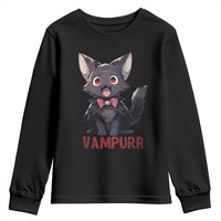 Halloween Black Vampire Cat Youth Sweatshirt Vampurr Cute Kitty Lover - Wonder Print Shop