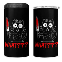 Black Cat Halloween 4 in 1 Can Cooler Tumbler What Killer Kitten With Knife