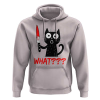 Black Cat Halloween Hoodie What Killer Kitten With Knife - Wonder Print Shop