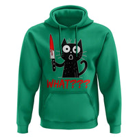 Black Cat Halloween Hoodie What Killer Kitten With Knife - Wonder Print Shop