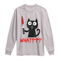 Black Cat Halloween Long Sleeve Shirt What Killer Kitten With Knife - Wonder Print Shop