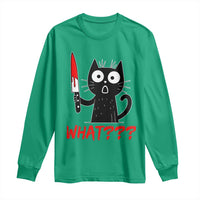 Black Cat Halloween Long Sleeve Shirt What Killer Kitten With Knife - Wonder Print Shop