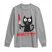 Black Cat Halloween Long Sleeve Shirt What Killer Kitten With Knife - Wonder Print Shop